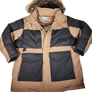Columbia XXL Mens Winter Coat Hooded‎ Parka Jacket Black Beige